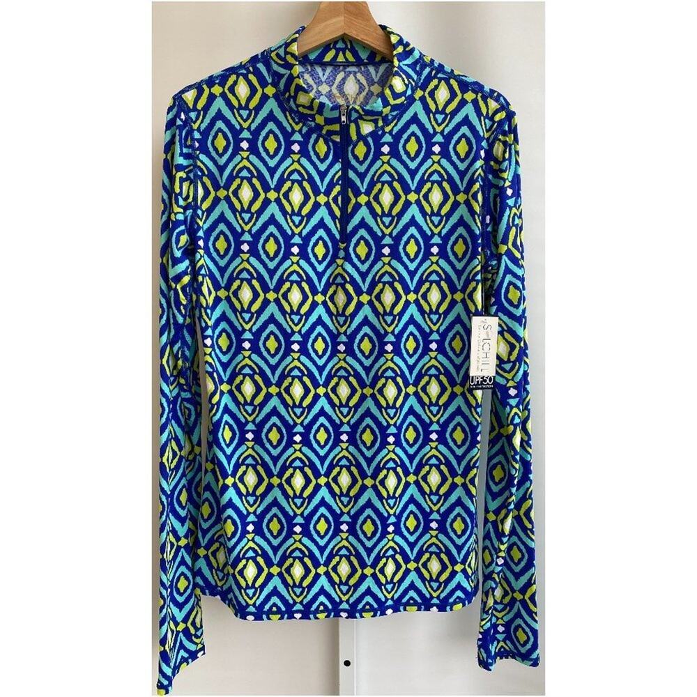 NWT Sol Chill Size XL Spin It Lime 1/4 zip Top Performance UPF 50+